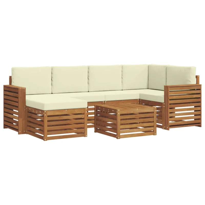Sekcijos sofų komplektas 7 pcs Natūralus ir grietinėlė
