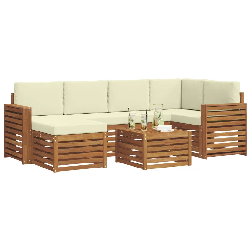 Sekcijos sofų komplektas 7 pcs Natūralus ir grietinėlė