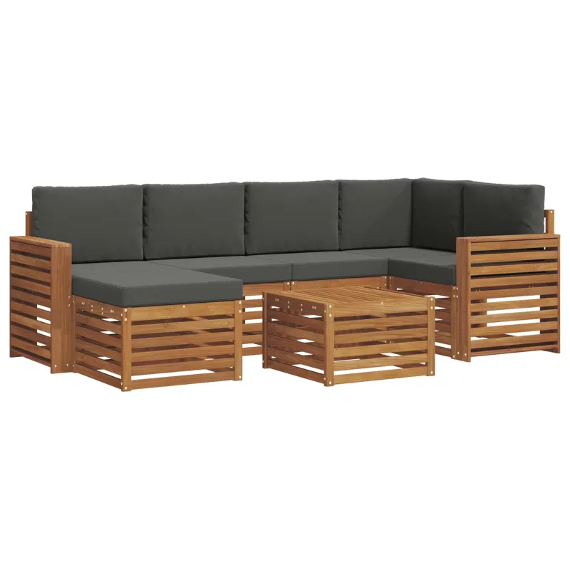 Sekcijos sofų komplektas 7 pcs Natūralus ir antracitas