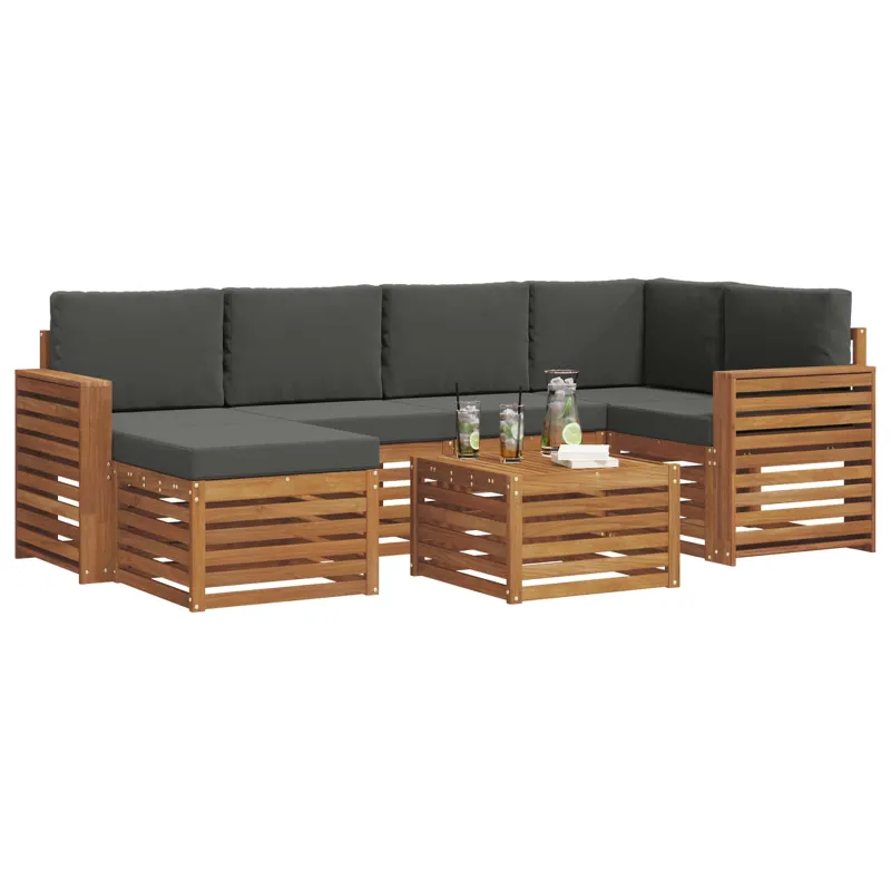 Sekcijos sofų komplektas 7 pcs Natūralus ir antracitas