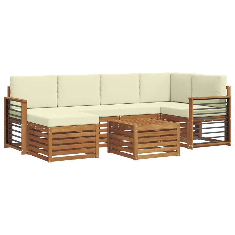 Sekcijos sofų komplektas 7 pcs Natūralus ir grietinėlė