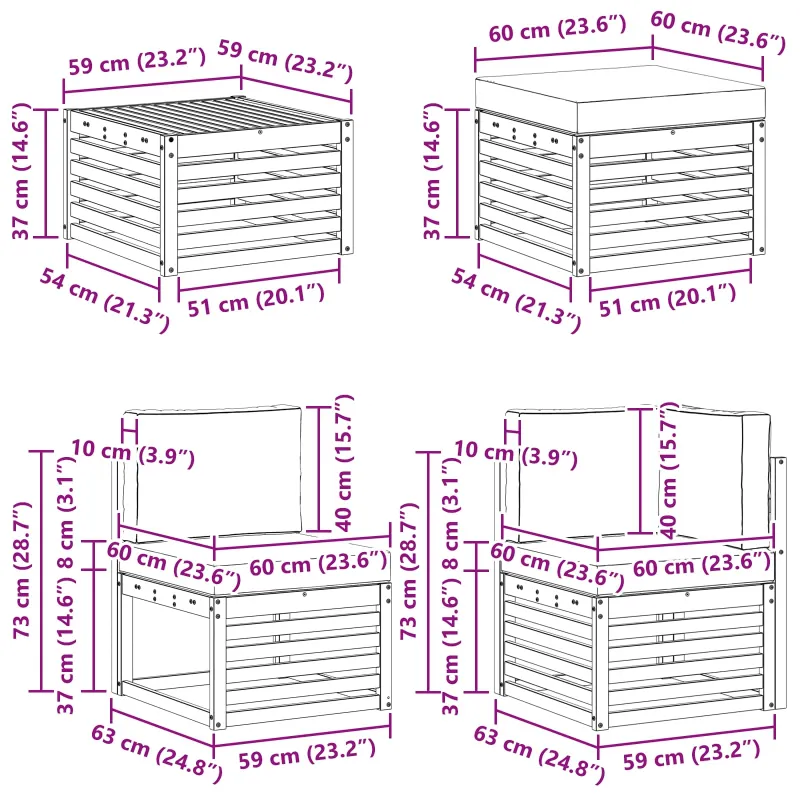 Sekcijos sofų komplektas 7 pcs Natūrali ir šviesiai pilka