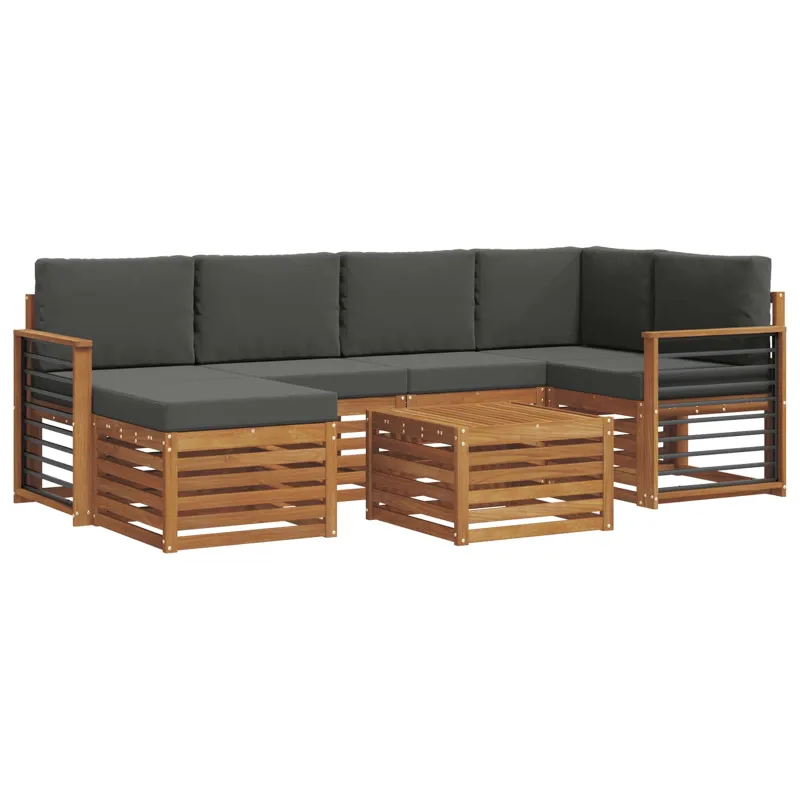 Sekcijos sofų komplektas 7 pcs Natūralus ir antracitas