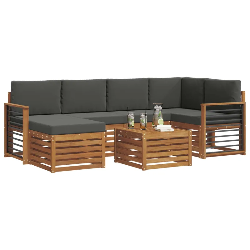 Sekcijos sofų komplektas 7 pcs Natūralus ir antracitas
