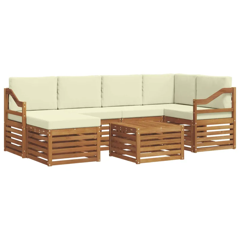 Sekcijos sofų komplektas 7 pcs Natūralus ir grietinėlė