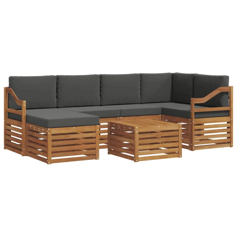 Sekcijos sofų komplektas 7 pcs Natūralus ir antracitas