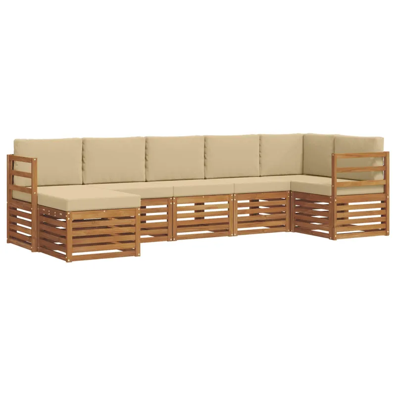 Sekcijos sofų komplektas su pagalve 7 pcs Natūralus ir bežinis