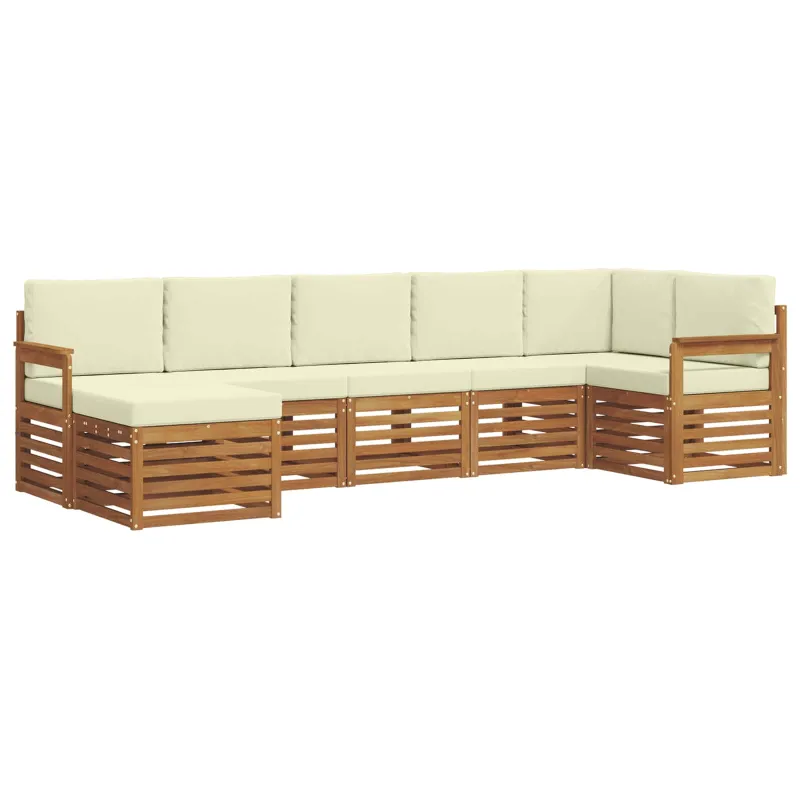 Sekcijos sofų komplektas 7 pcs Natūralus ir grietinėlė