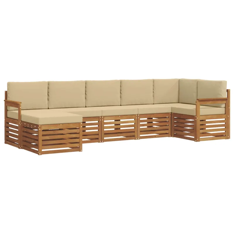 Sekcijos sofų komplektas su pagalve 7 pcs Natūralus ir bežinis