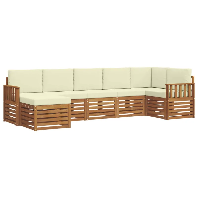 Sekcijos sofų komplektas 7 pcs Natūralus ir grietinėlė