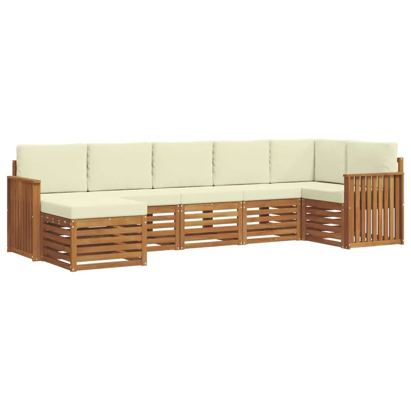 Sekcijos sofų komplektas 7 pcs Natūralus ir grietinėlė