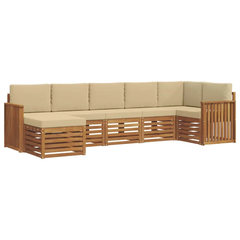 Sekcijos sofų komplektas su pagalve 7 pcs Natūralus ir bežinis