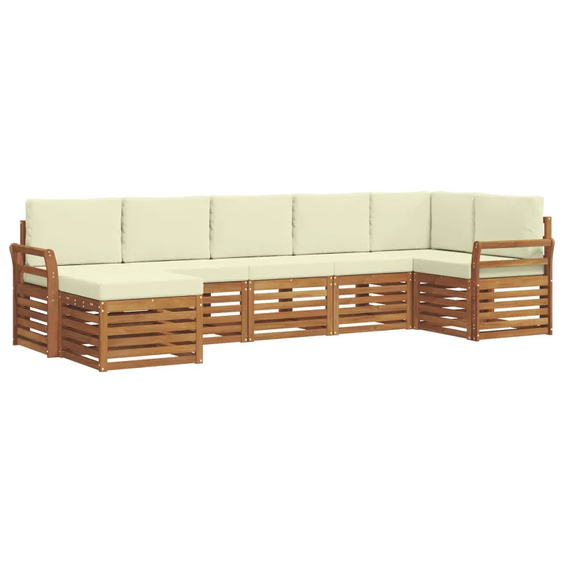 Sekcijos sofų komplektas 7 pcs Natūralus ir grietinėlė