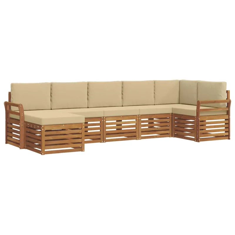 Sekcijos sofų komplektas su pagalve 7 pcs Natūralus ir bežinis