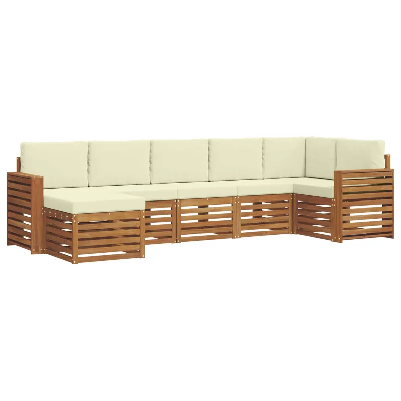 Sekcijos sofų komplektas 7 pcs Natūralus ir grietinėlė