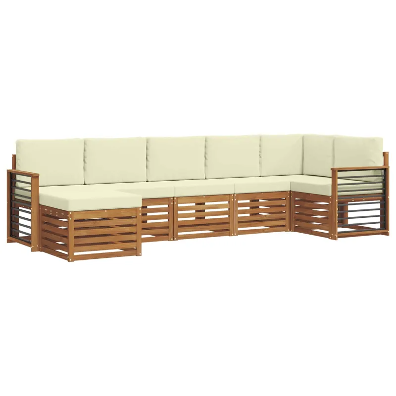 Sekcijos sofų komplektas 7 pcs Natūralus ir grietinėlė