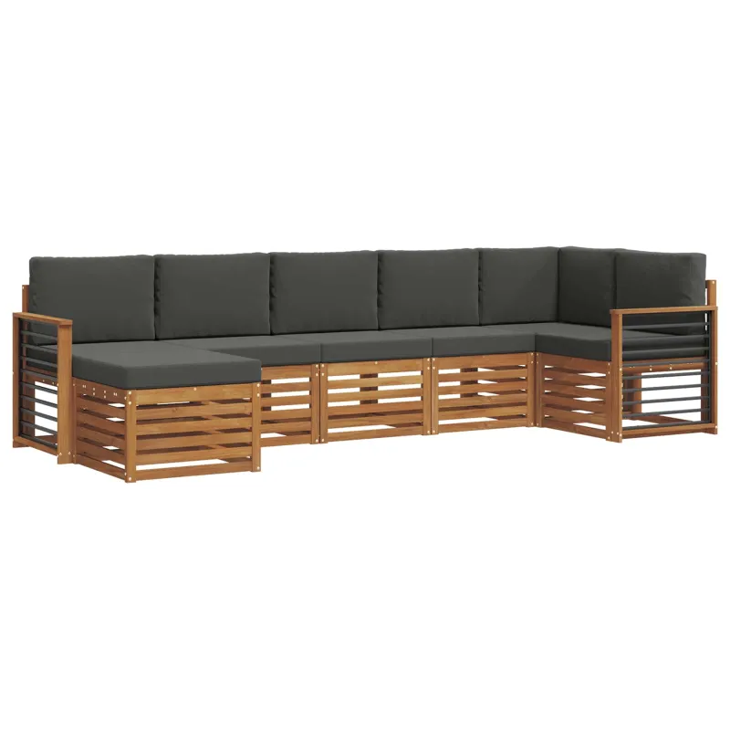 Sekcijos sofų komplektas 7 pcs Natūralus ir antracitas