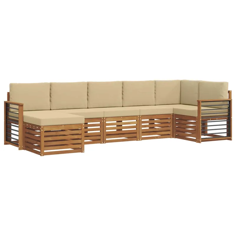 Sekcijos sofų komplektas su pagalve 7 pcs Natūralus ir bežinis