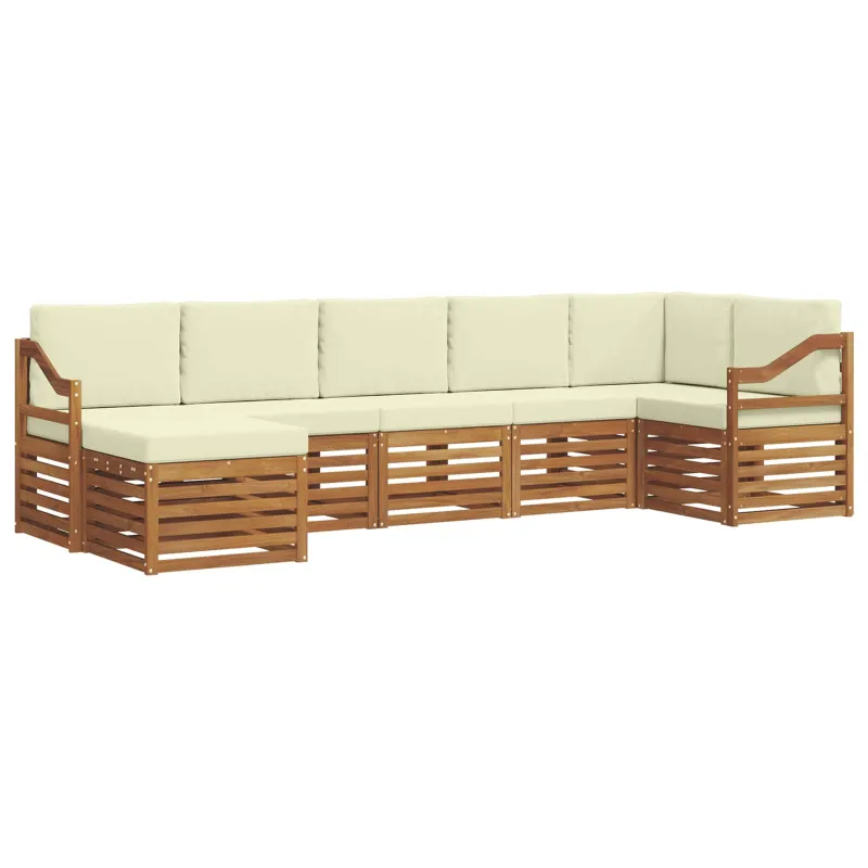 Sekcijos sofų komplektas 7 pcs Natūralus ir grietinėlė