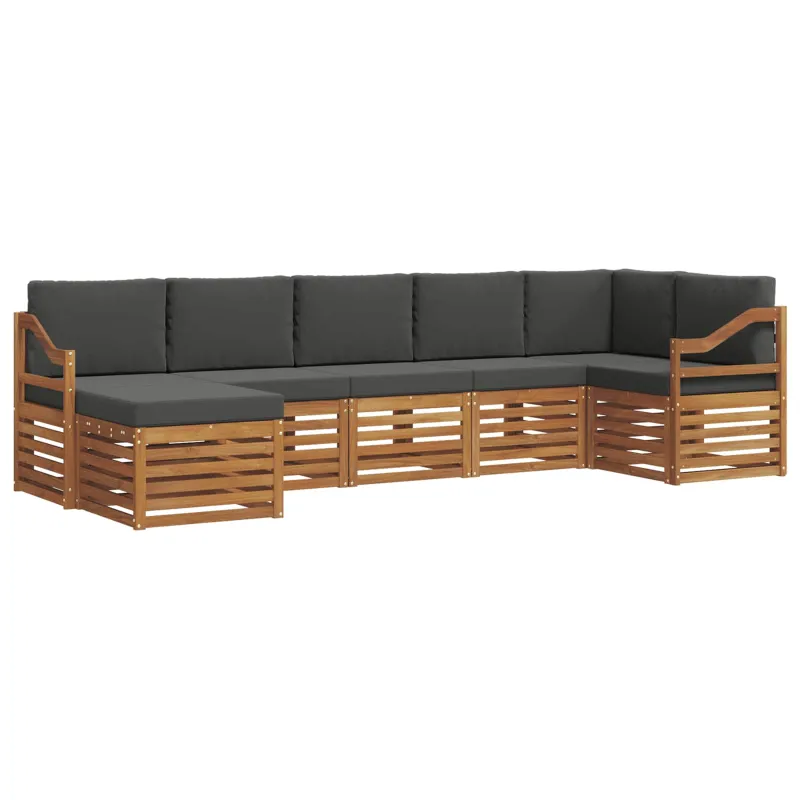 Sekcijos sofų komplektas 7 pcs Natūralus ir antracitas