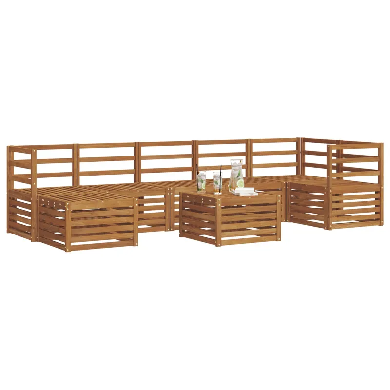 Lauko sofos komplektas 8 pcs Natūrali Kietos akacijos mediena