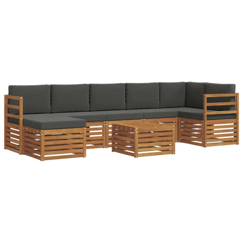 Lauko sofos komplektas su pagalve 8 pcs Natūralus ir antracitas