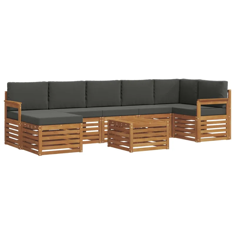 Lauko sofos komplektas su pagalve 8 pcs Natūralus ir antracitas