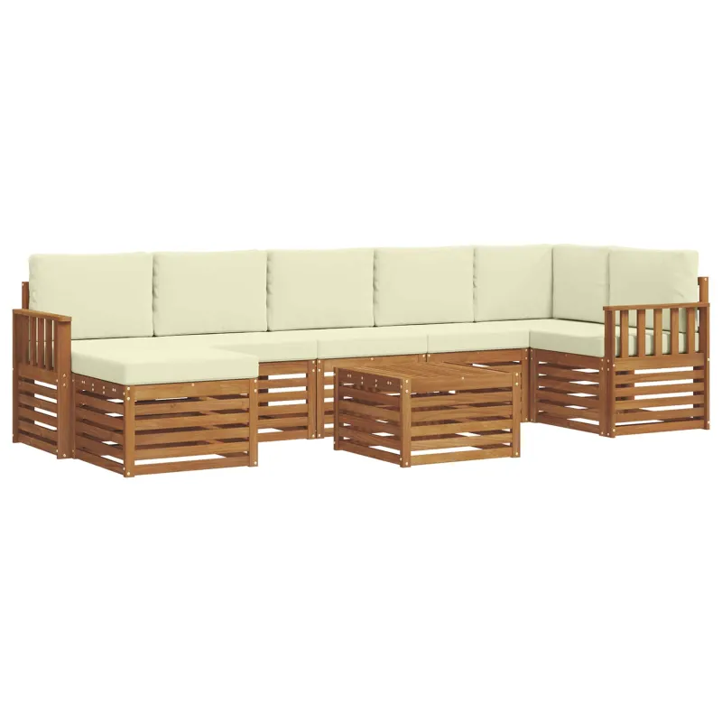 Lauko sofos komplektas su pagalve 8 pcs Natūralus ir grietinėlė