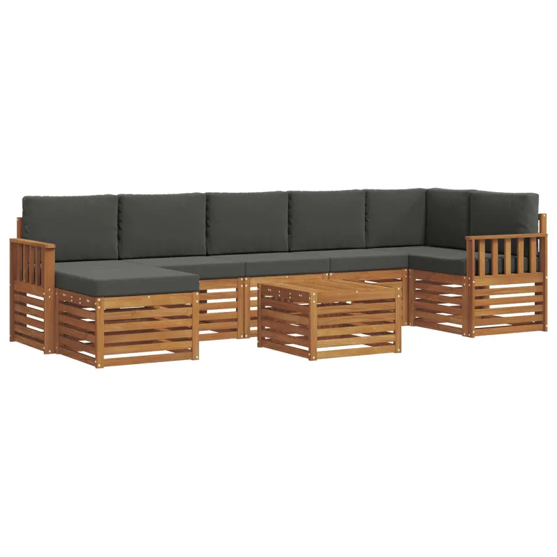 Lauko sofos komplektas su pagalve 8 pcs Natūralus ir antracitas
