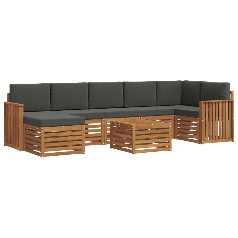 Lauko sofos komplektas su pagalve 8 pcs Natūralus ir antracitas