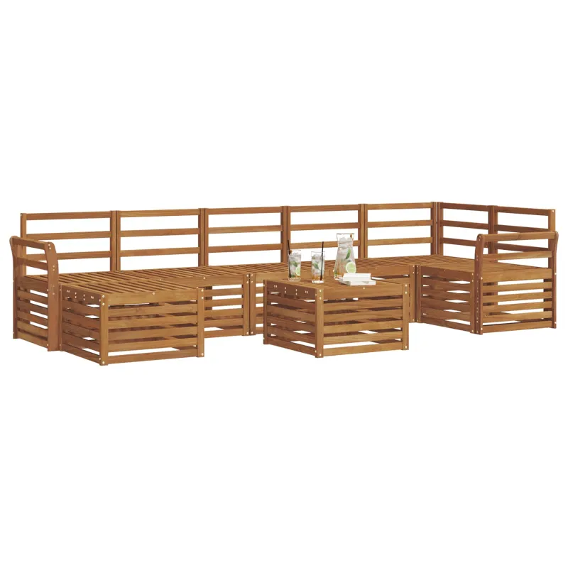 Lauko sofos komplektas 8 pcs Natūrali Kietos akacijos mediena
