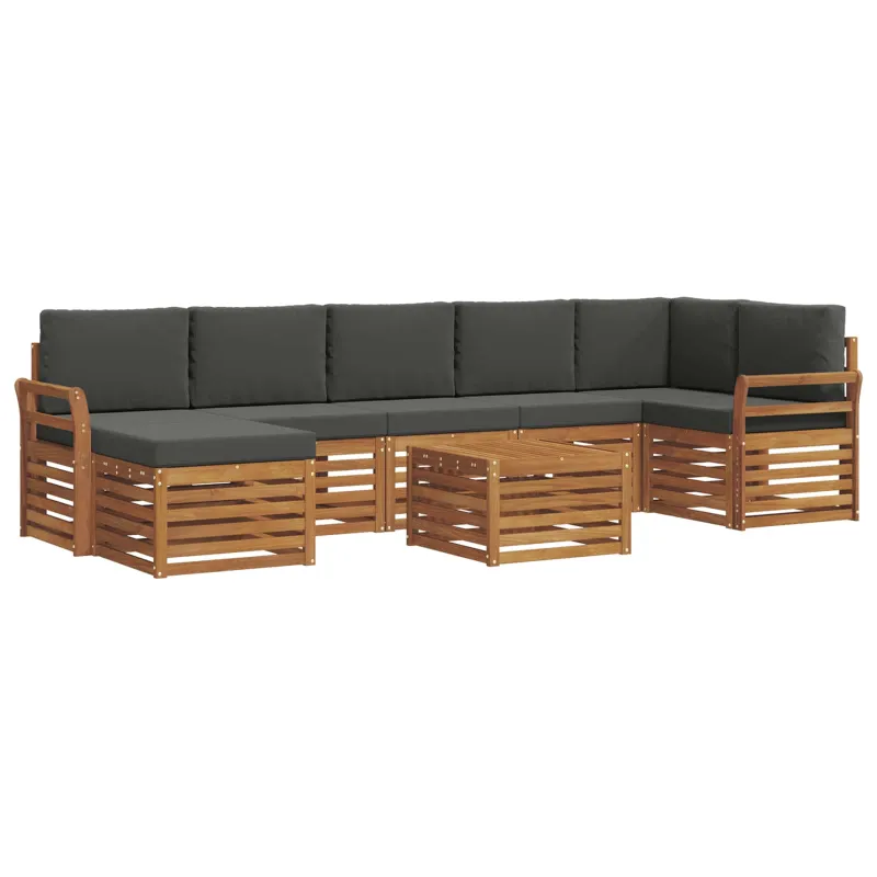 Lauko sofos komplektas su pagalve 8 pcs Natūralus ir antracitas