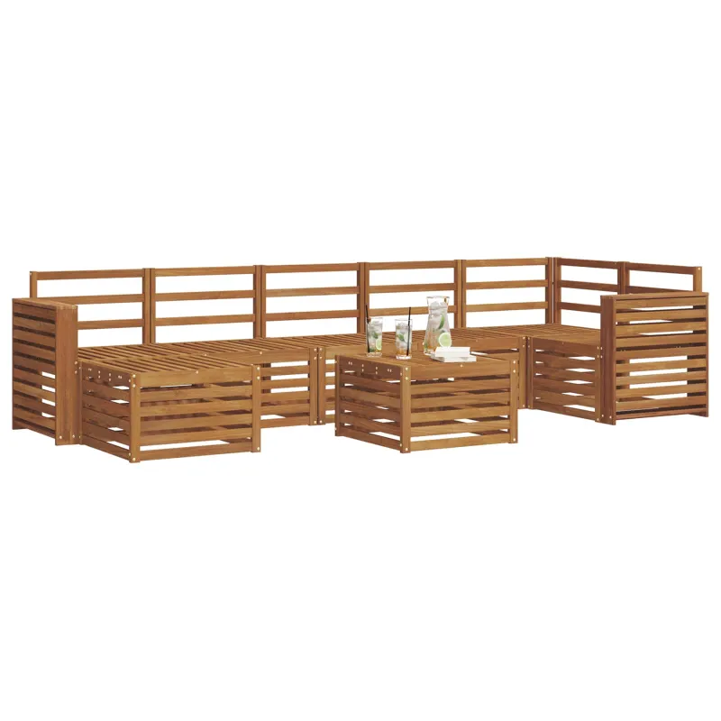 Lauko sofos komplektas 8 pcs Natūrali Kietos akacijos mediena