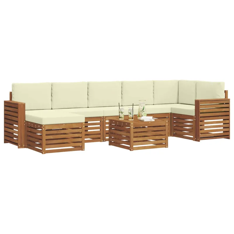 Lauko sofos komplektas su pagalve 8 pcs Natūralus ir grietinėlė