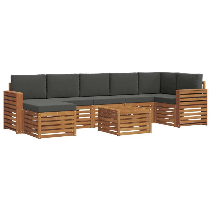 Lauko sofos komplektas su pagalve 8 pcs Natūralus ir antracitas