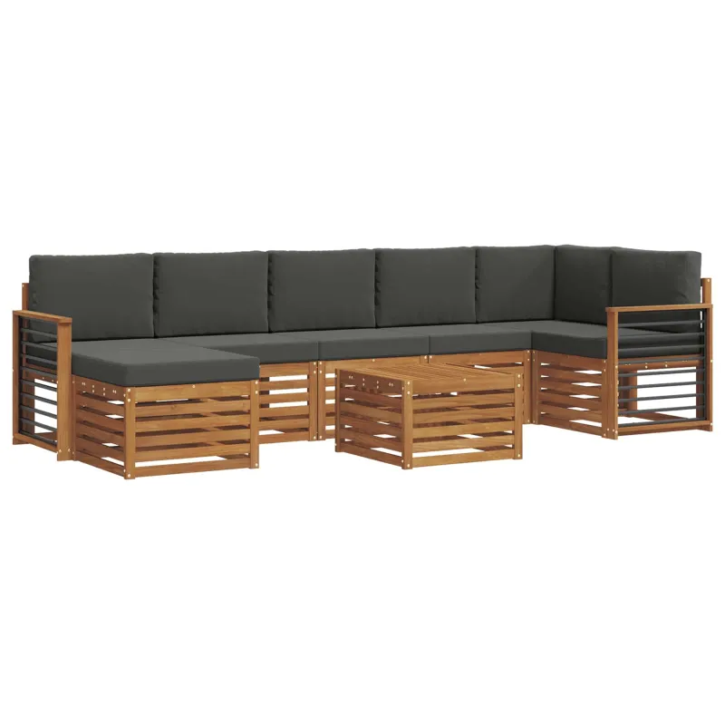 Lauko sofos komplektas su pagalve 8 pcs Natūralus ir antracitas