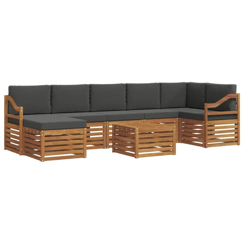 Lauko sofos komplektas su pagalve 8 pcs Natūralus ir antracitas