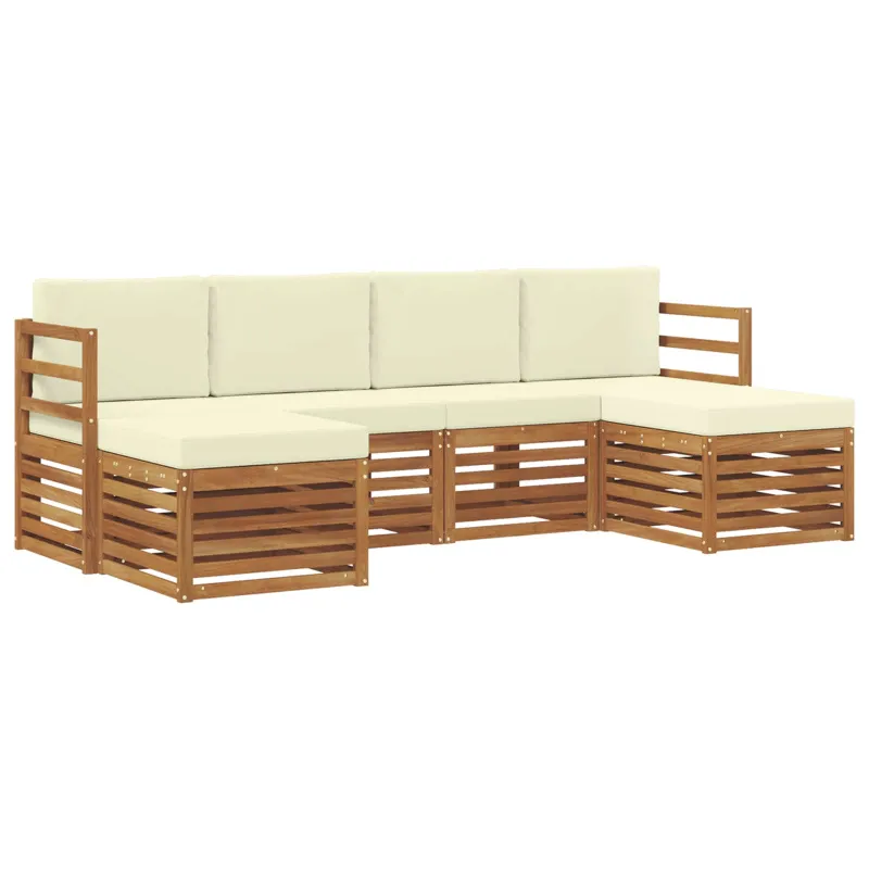 Sofų komplektai su pagalve 6 pcs Natūralus ir grietinėlė