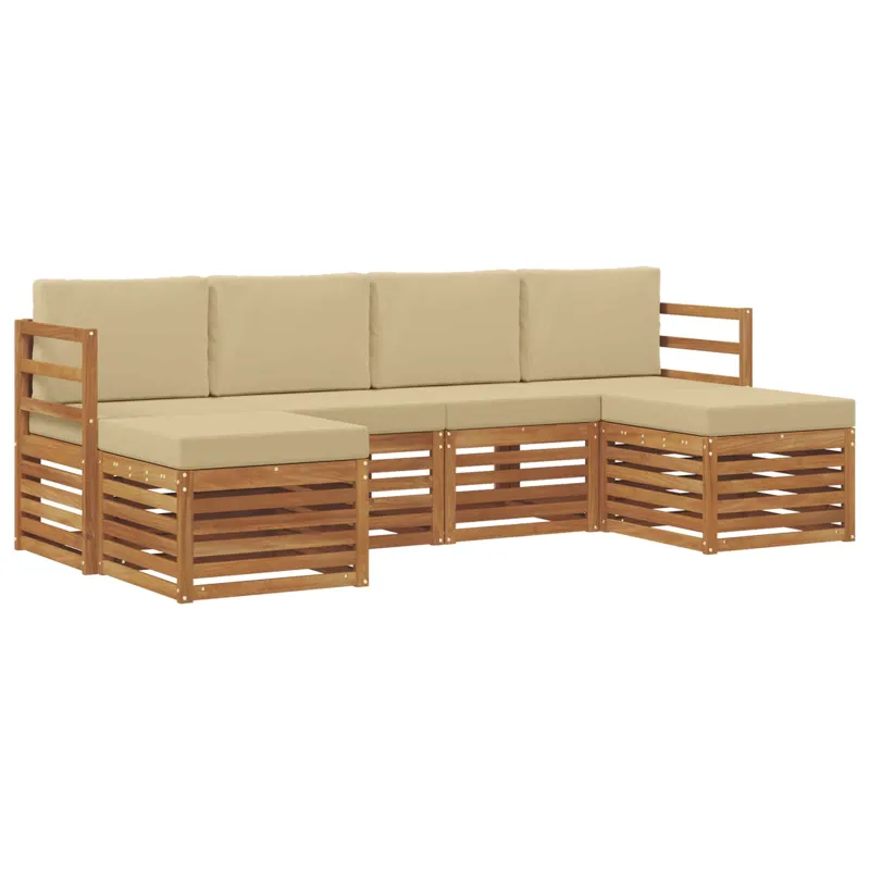 Sofų komplektai su pagalve 6 pcs Natūralus ir bežinis