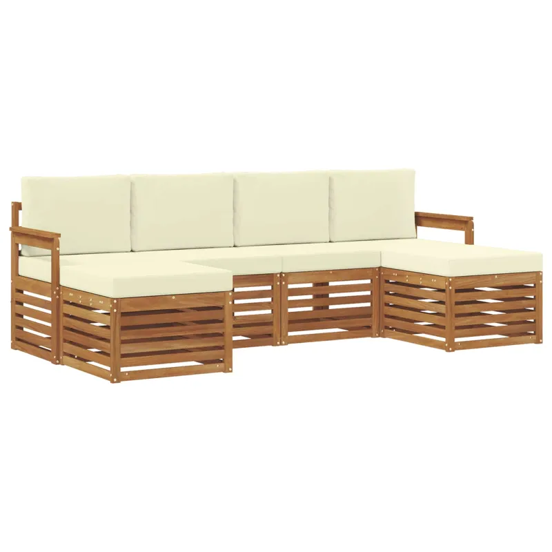 Sofų komplektai su pagalve 6 pcs Natūralus ir grietinėlė