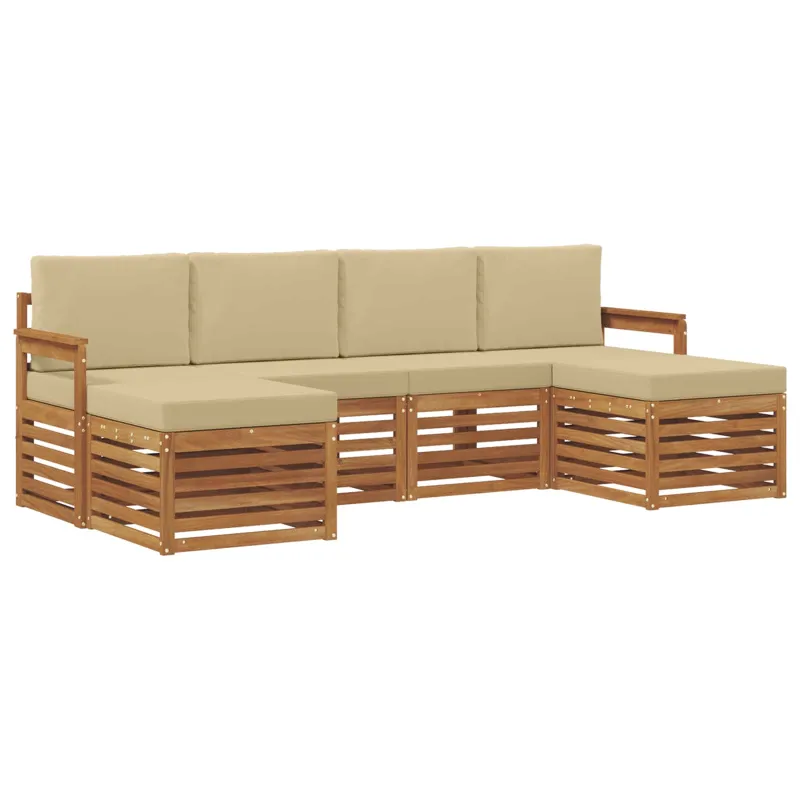 Sofų komplektai su pagalve 6 pcs Natūralus ir bežinis