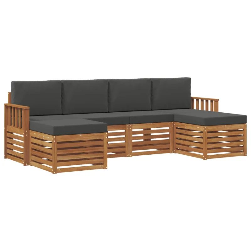 Sofų komplektai su pagalve 6 pcs Natūralus ir antracitas
