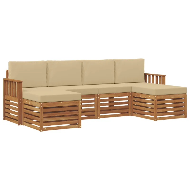 Sofų komplektai su pagalve 6 pcs Natūralus ir bežinis
