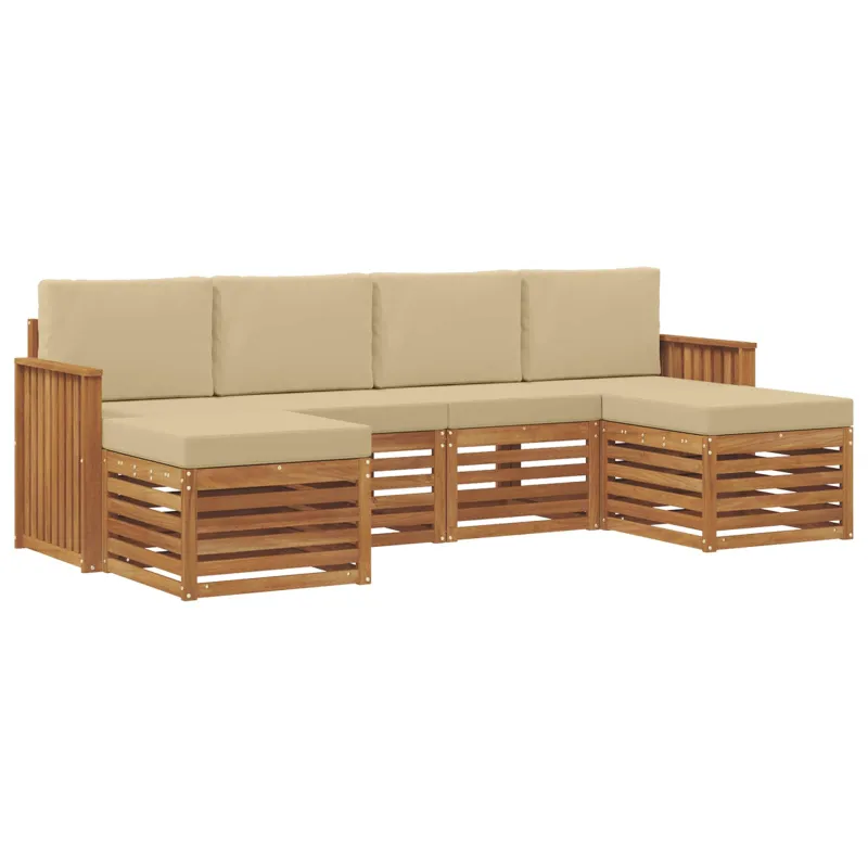 Sofų komplektai su pagalve 6 pcs Natūralus ir bežinis