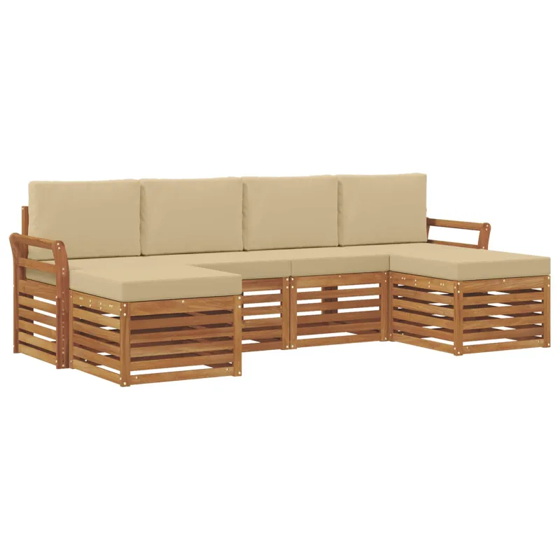 Sofų komplektai su pagalve 6 pcs Natūralus ir bežinis