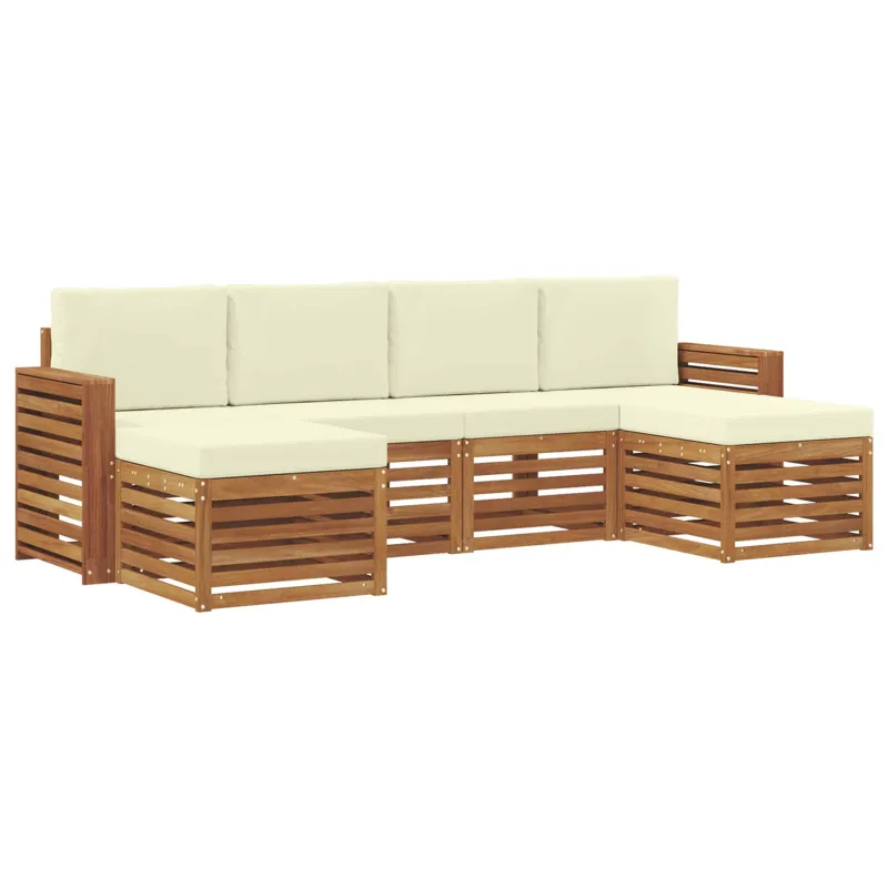 Sofų komplektai su pagalve 6 pcs Natūralus ir grietinėlė