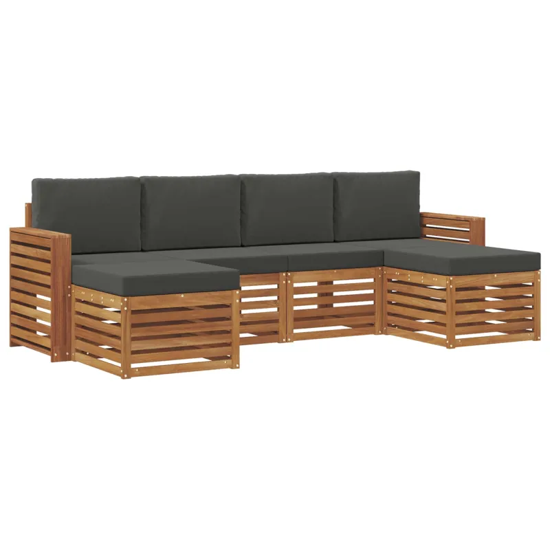 Sofų komplektai su pagalve 6 pcs Natūralus ir antracitas