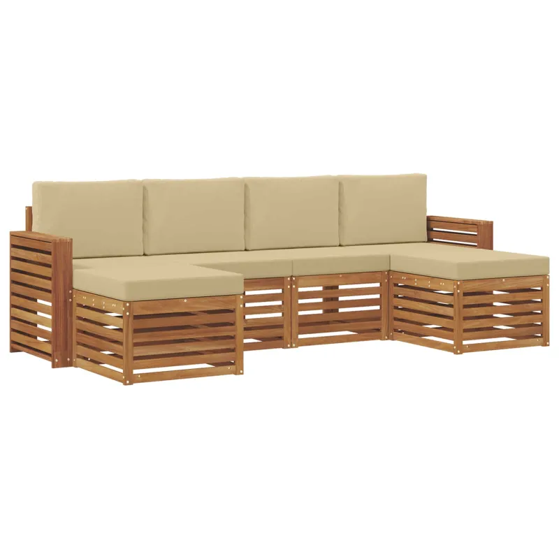 Sofų komplektai su pagalve 6 pcs Natūralus ir bežinis