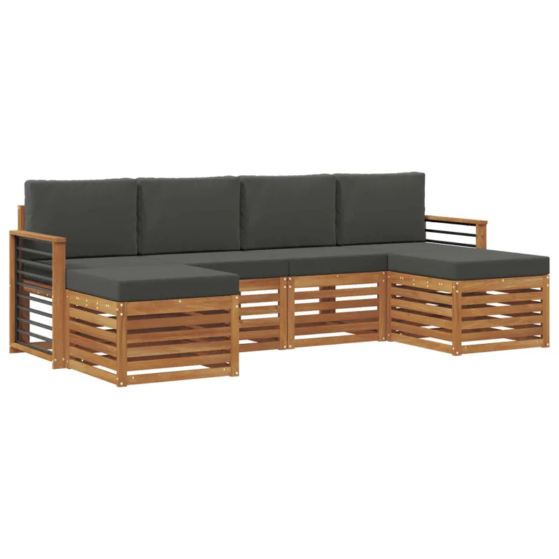 Sofų komplektai su pagalve 6 pcs Natūralus ir antracitas