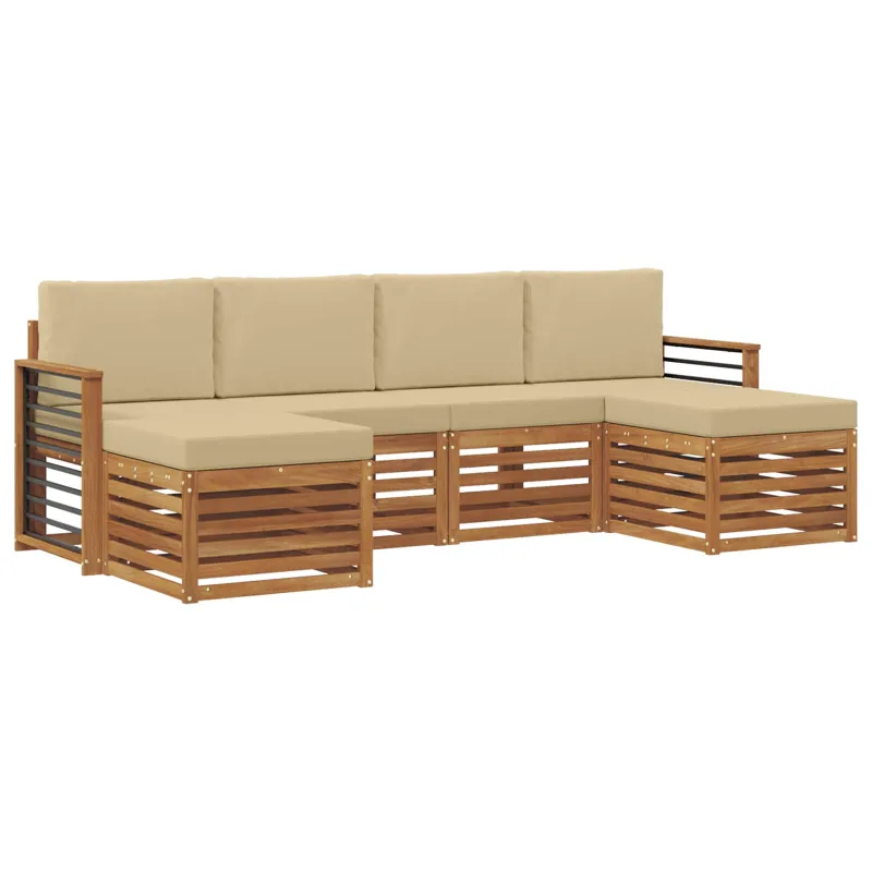 Sofų komplektai su pagalve 6 pcs Natūralus ir bežinis